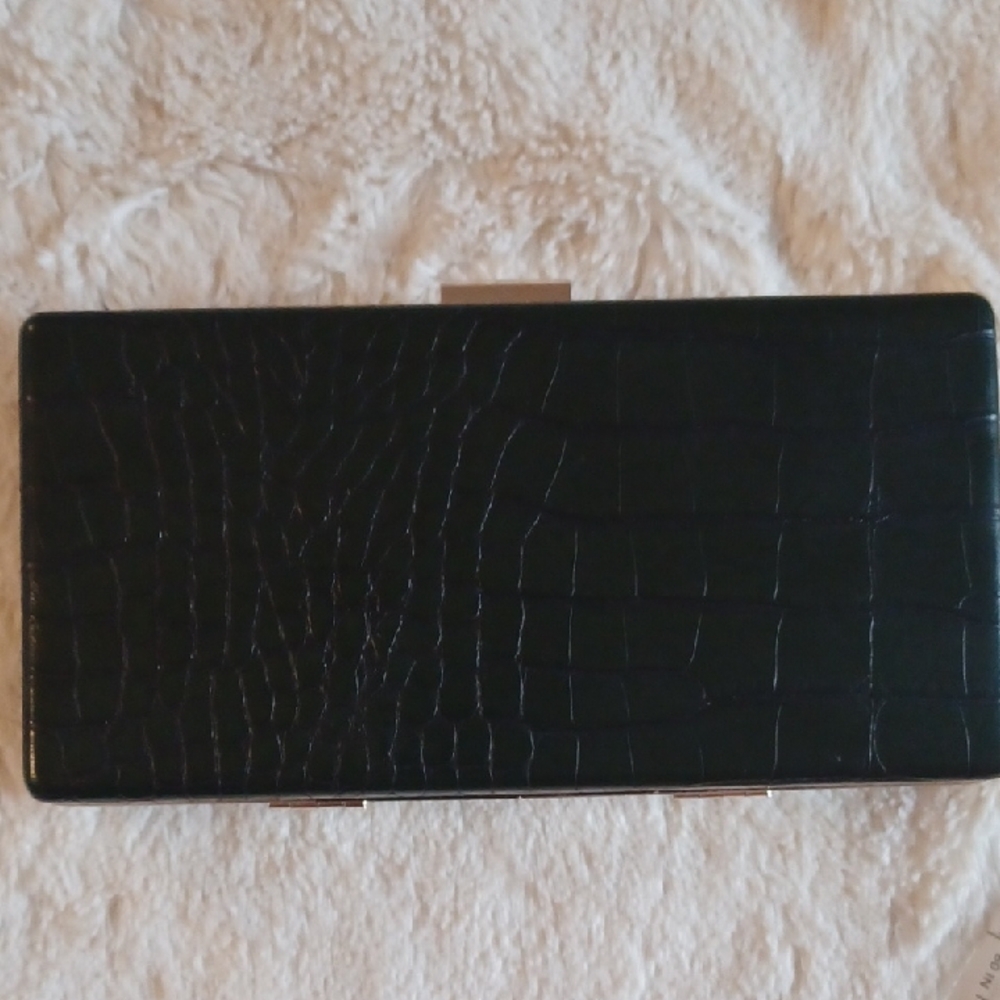 Dark Green Crocodile Embossed Clutch